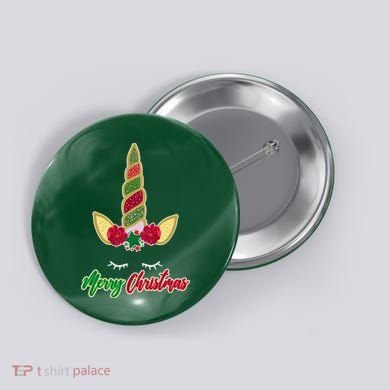 Merry Christmas Unicorn Sparkle Button