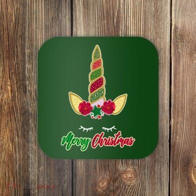 Merry Christmas Unicorn Sparkle Coaster