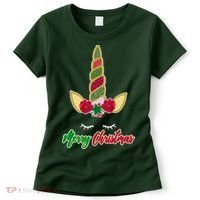 Merry Christmas Unicorn Sparkle Women's T-Shirt thumb 0