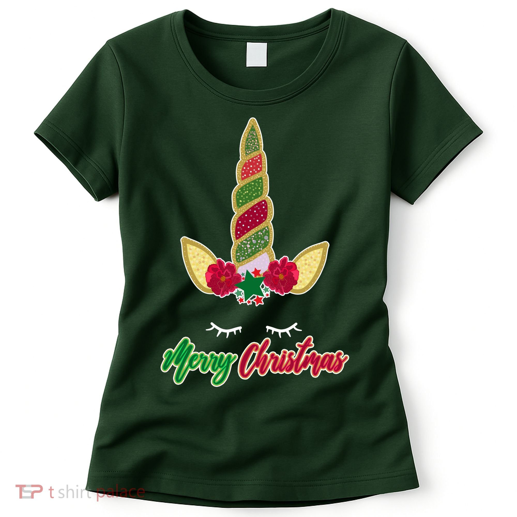Merry Christmas Unicorn Sparkle Women's T-Shirt