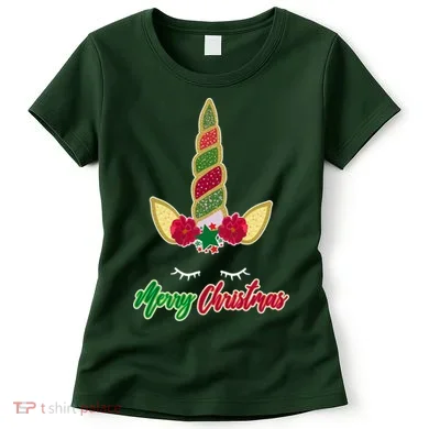 Merry Christmas Unicorn Sparkle Women's T-Shirt