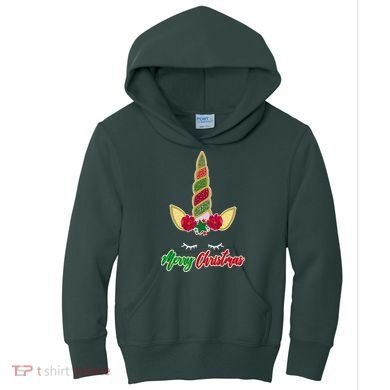 Merry Christmas Unicorn Sparkle Kids Hoodie