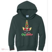 Merry Christmas Unicorn Sparkle Kids Hoodie thumb 0