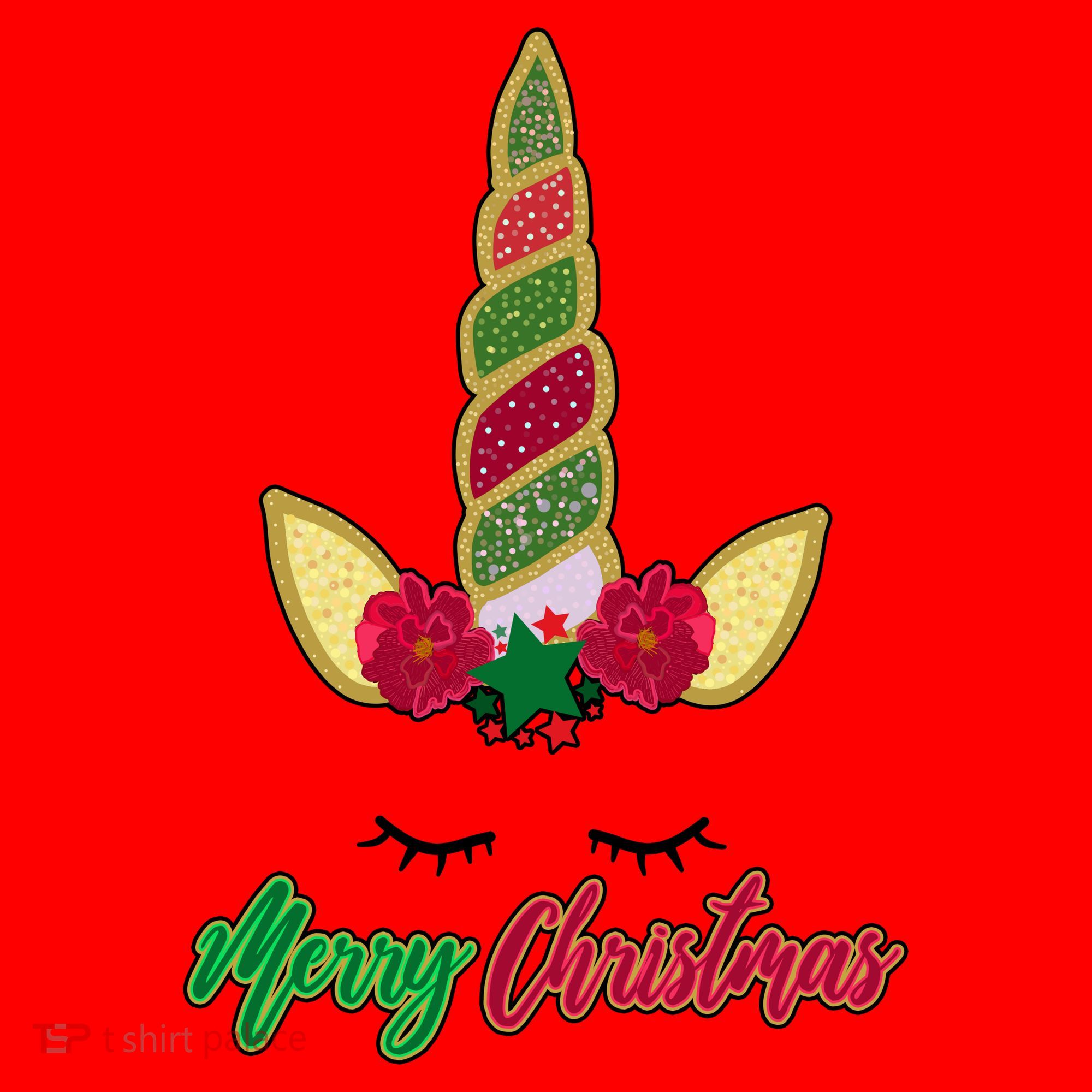 Merry Christmas Unicorn Sparkle Santa Hat
