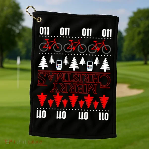 Merry Christmas Upside Down Ugly Sweater Golf Towel