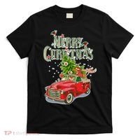 Merry Christmas Vintage Pickup Truck Tree Dachshund  T-Shirt thumb 0