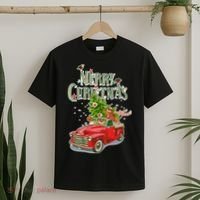 Merry Christmas Vintage Pickup Truck Tree Dachshund  T-Shirt thumb 2