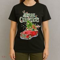 Merry Christmas Vintage Pickup Truck Tree Dachshund  T-Shirt thumb 4