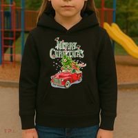 Merry Christmas Vintage Pickup Truck Tree Dachshund  Kids Hoodie thumb 3