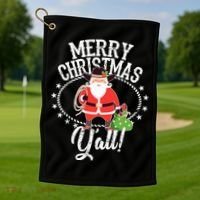 Merry Christmas Y'all! Golf Towel thumb 1