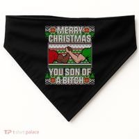 Merry Christmas You Son Of A Btch Ugly Sweater USA-Made Doggie Bandana thumb 0