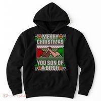 Merry Christmas You Son Of A Btch Ugly Sweater Hoodie thumb 0