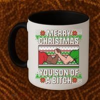Merry Christmas You Son Of A Btch Ugly Sweater Coffee Mug thumb 2