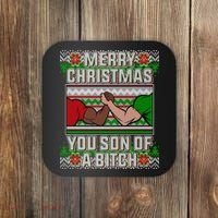 Merry Christmas You Son Of A Btch Ugly Sweater Coaster thumb 0