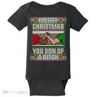 Merry Christmas You Son Of A Btch Ugly Sweater Baby Bodysuit thumb 0