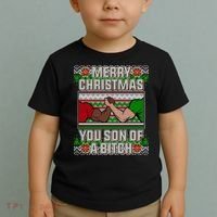 Merry Christmas You Son Of A Btch Ugly Sweater Toddler T-Shirt thumb 2