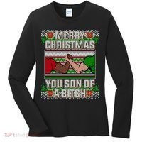 Merry Christmas You Son Of A Btch Ugly Sweater Women's Long Sleeve Shirt thumb 0