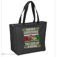 Merry Christmas You Son Of A Btch Ugly Sweater Tote Bag thumb 2
