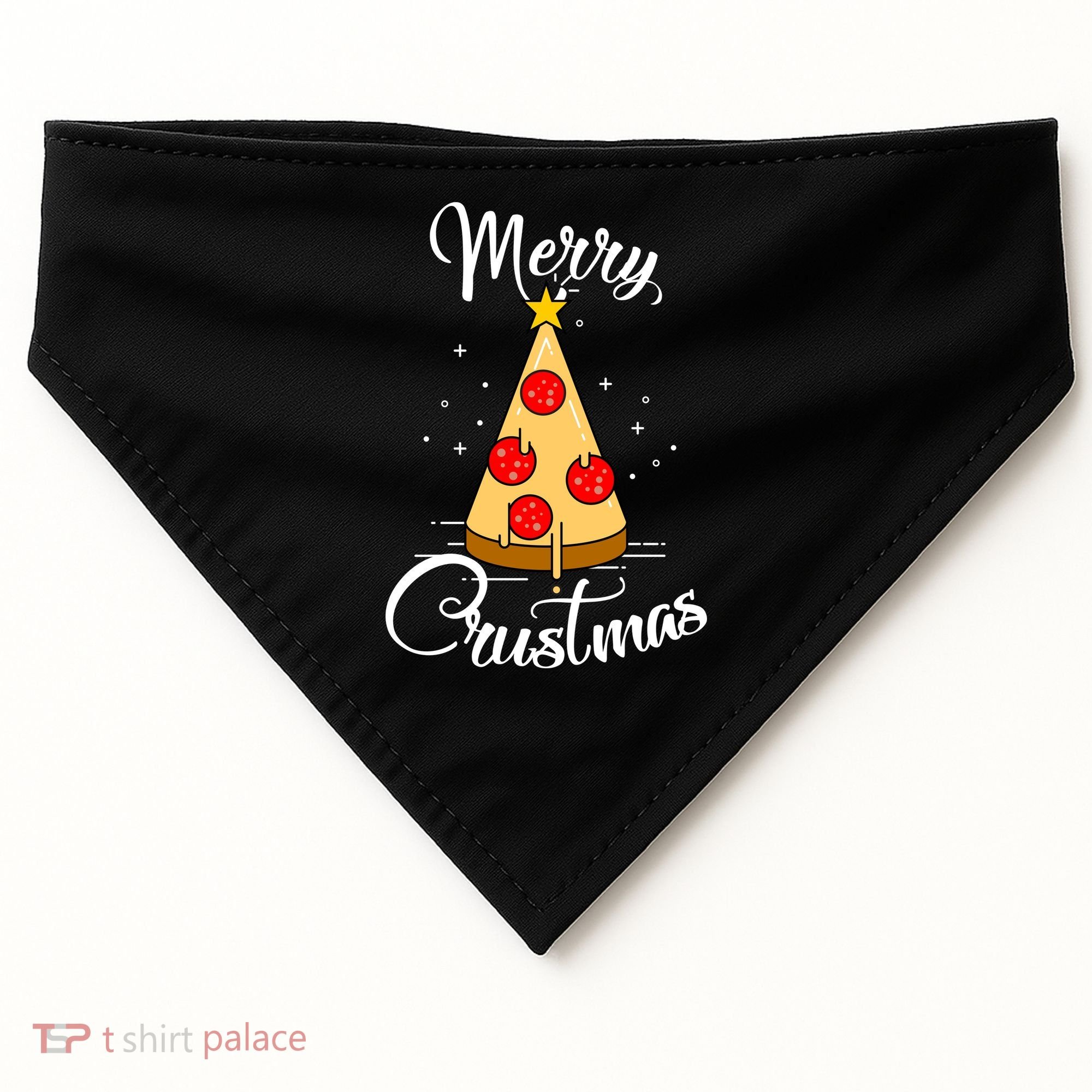 Merry Chrustmas Funny Christmas Pizza USA-Made Doggie Bandana
