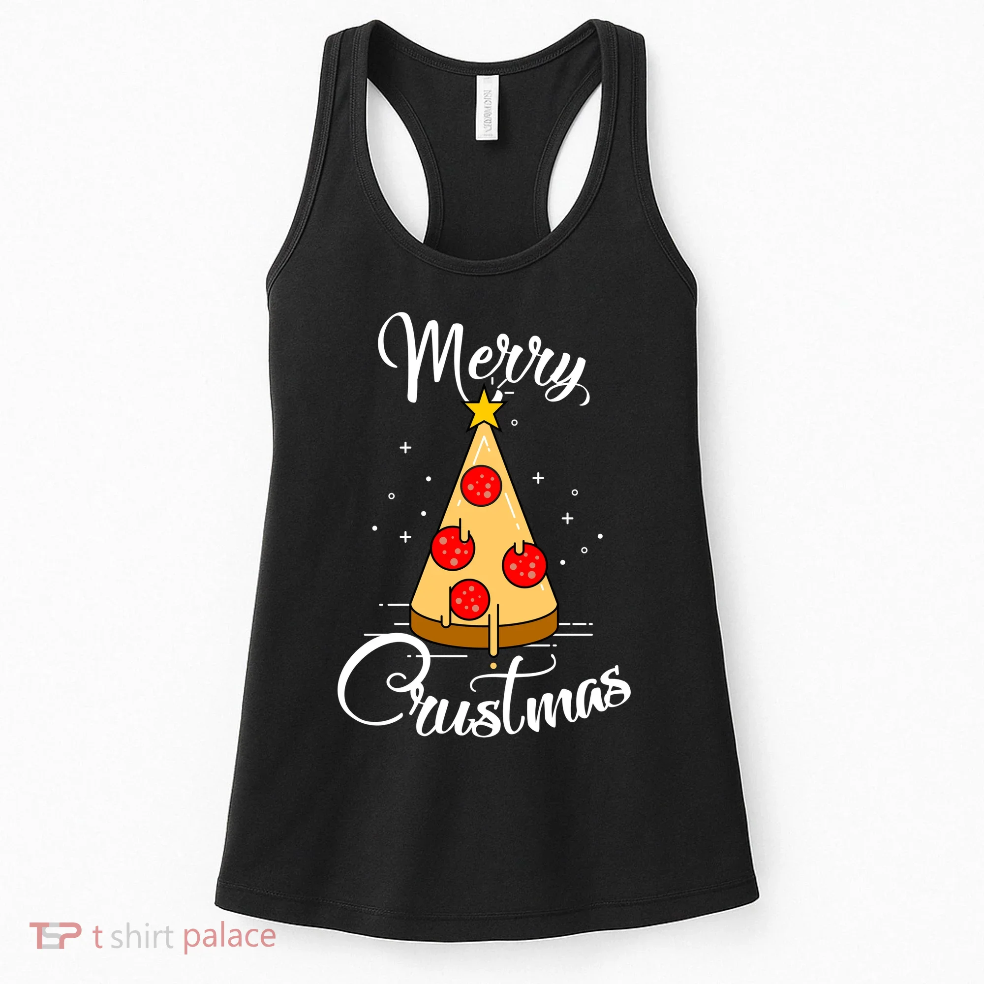 Merry Chrustmas Funny Christmas Pizza Women's Tank Top