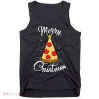 Merry Chrustmas Funny Christmas Pizza Tank Top thumb 0