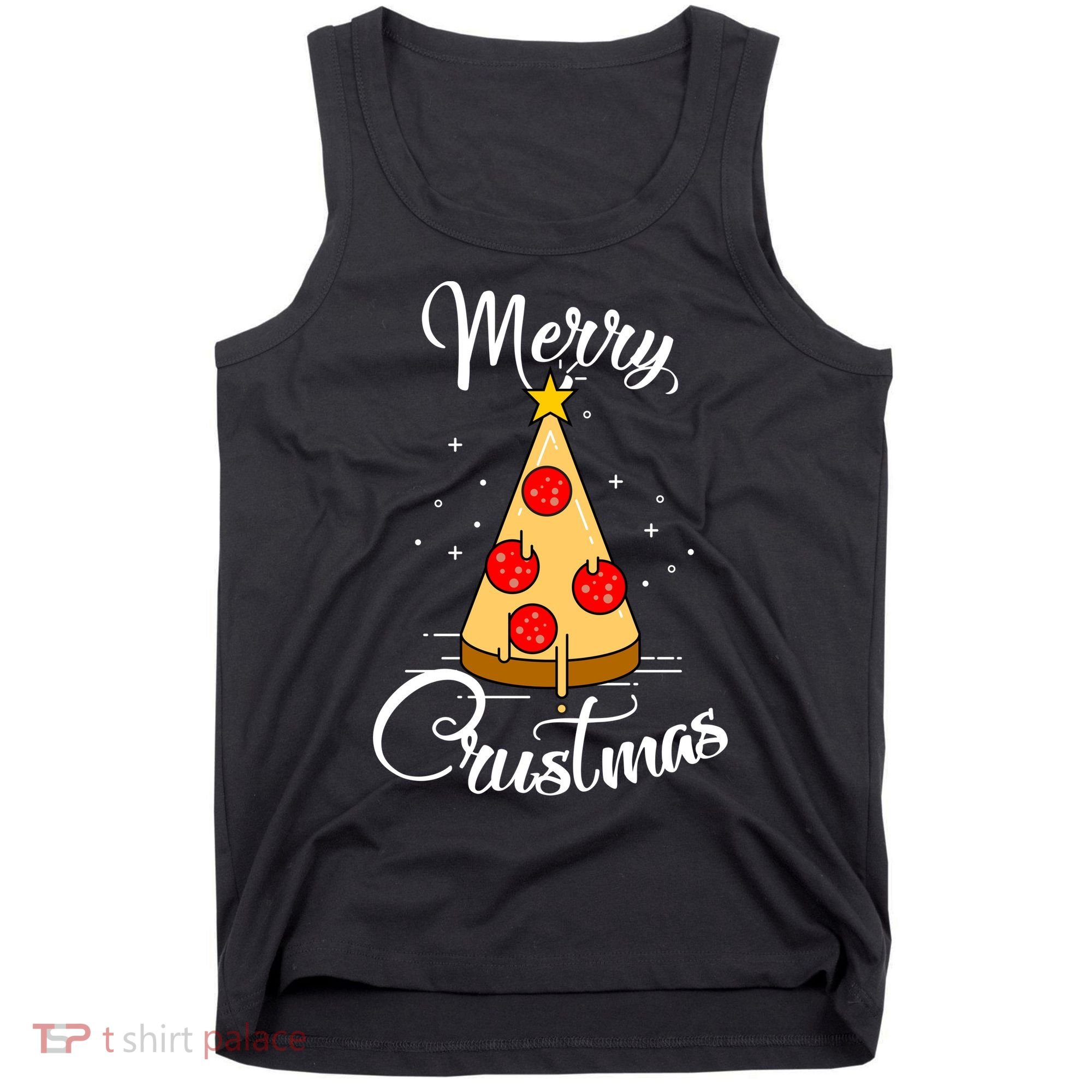 Merry Chrustmas Funny Christmas Pizza Tank Top