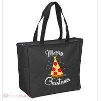 Merry Chrustmas Funny Christmas Pizza Tote Bag thumb 2