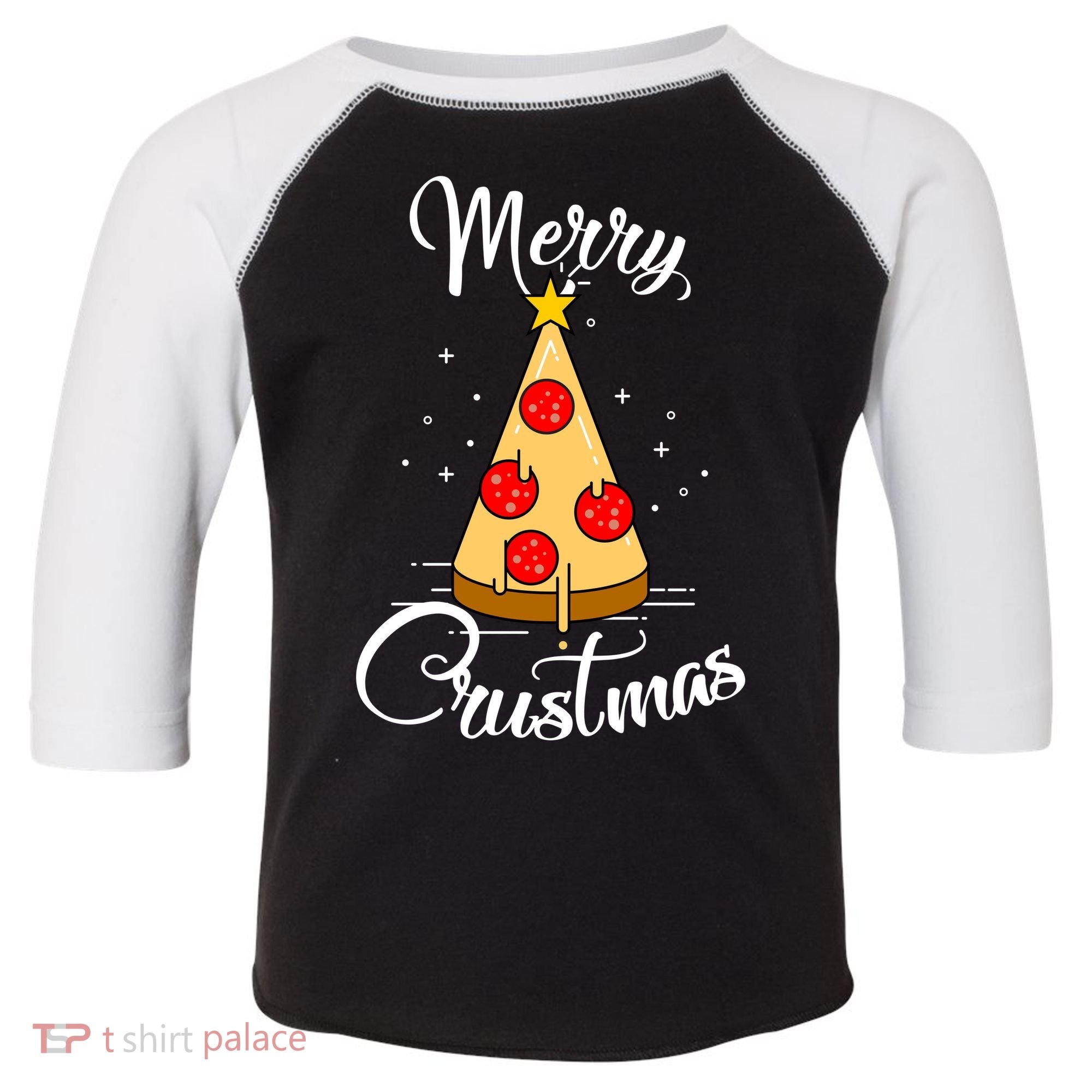 Merry Chrustmas Funny Christmas Pizza Toddler Fine Jersey T-Shirt