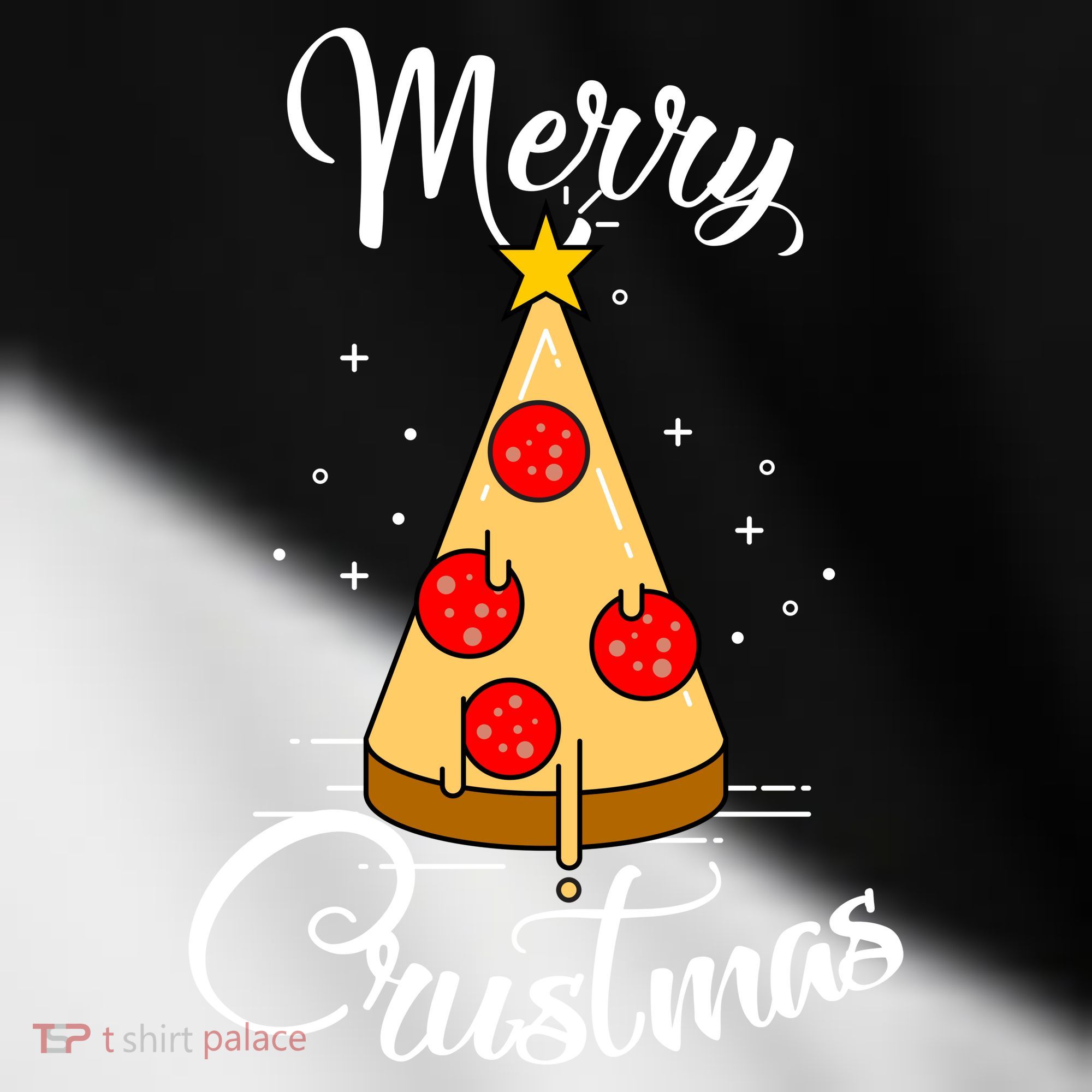 Merry Chrustmas Funny Christmas Pizza Toddler Fine Jersey T-Shirt