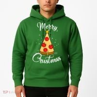 Merry Chrustmas Funny Christmas Pizza Hoodie thumb 2