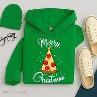 Merry Chrustmas Funny Christmas Pizza Hoodie thumb 4