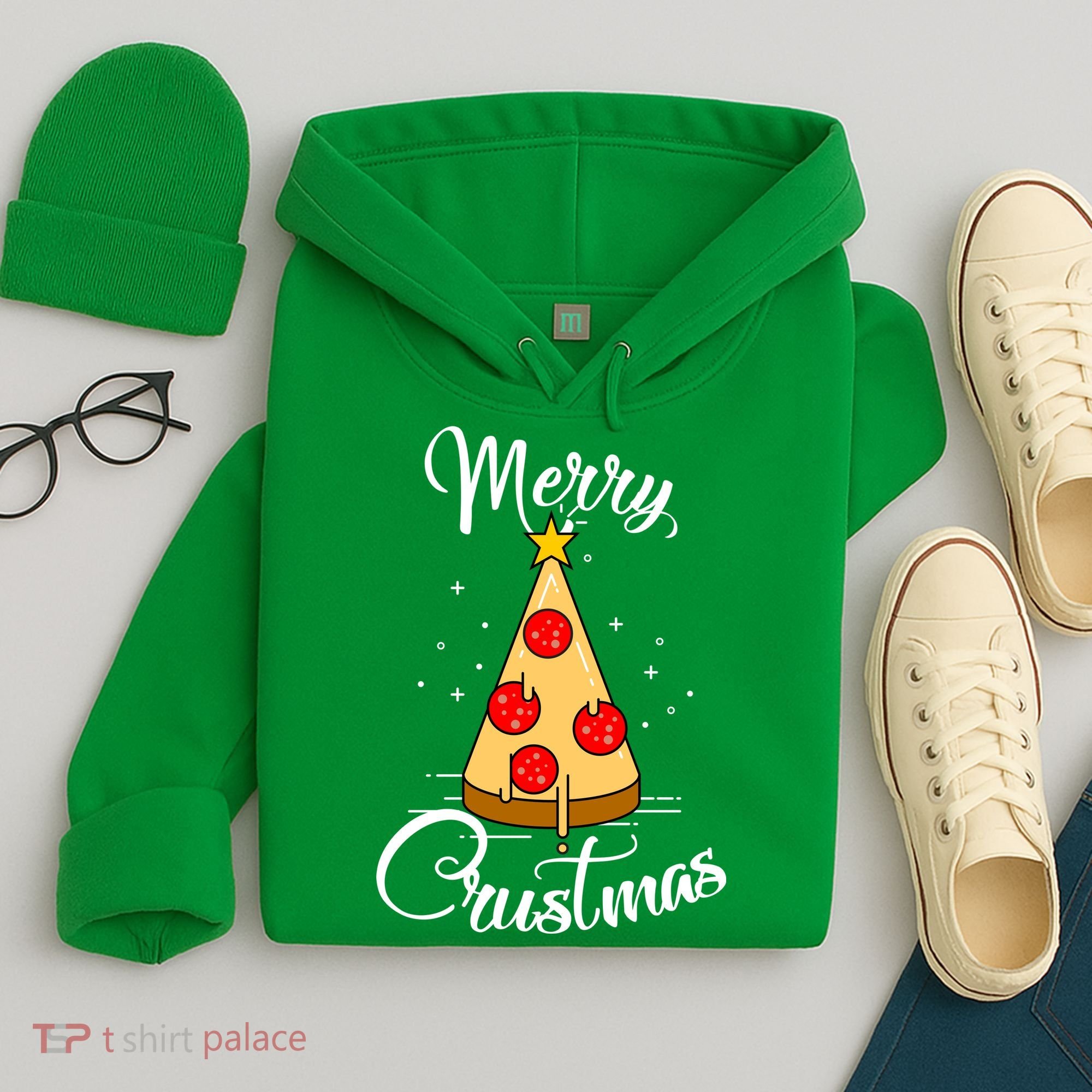 Merry Chrustmas Funny Christmas Pizza Hoodie