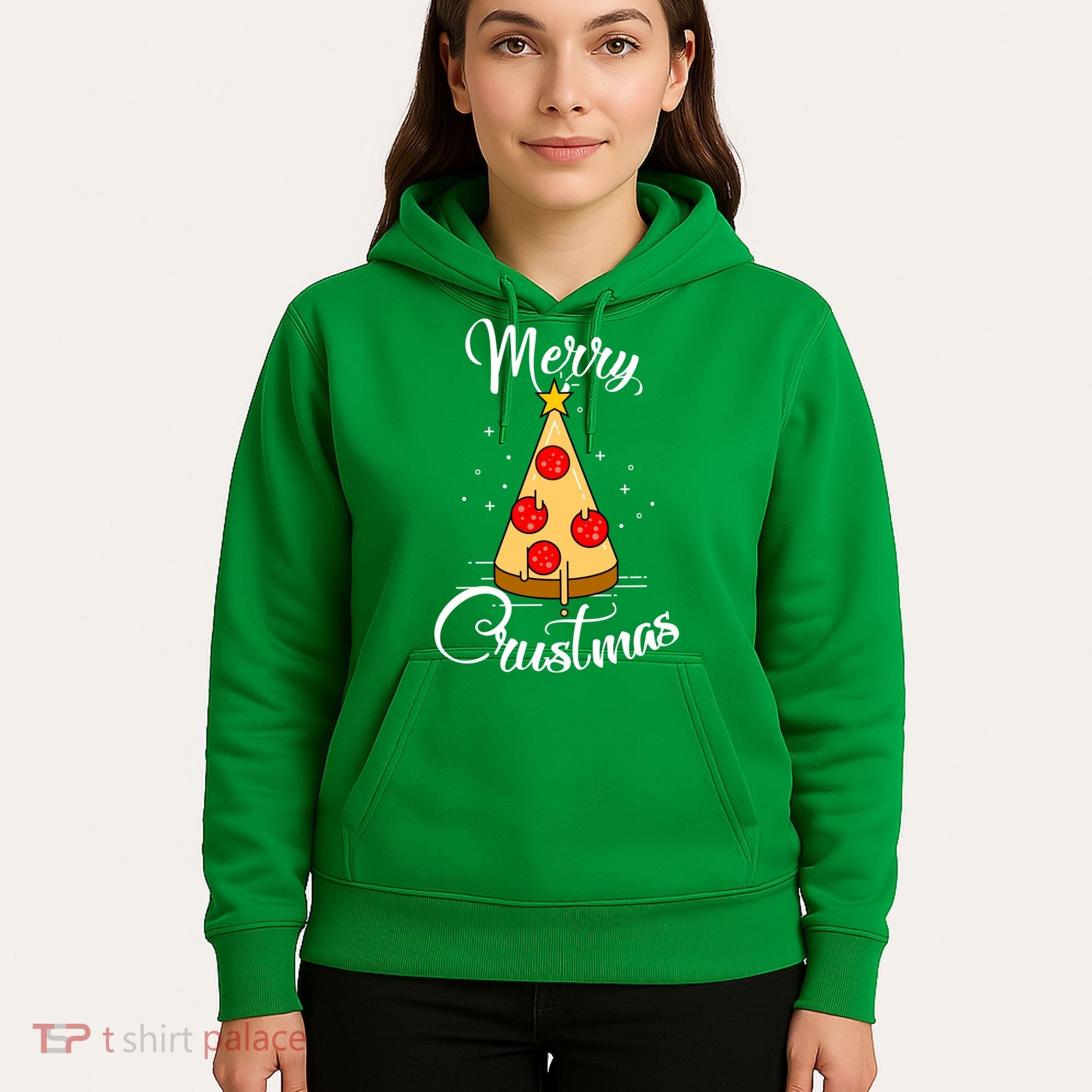 Merry Chrustmas Funny Christmas Pizza Hoodie
