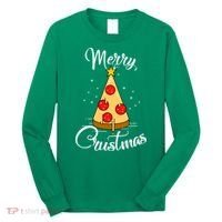 Merry Chrustmas Funny Christmas Pizza Long Sleeve Shirt thumb 0