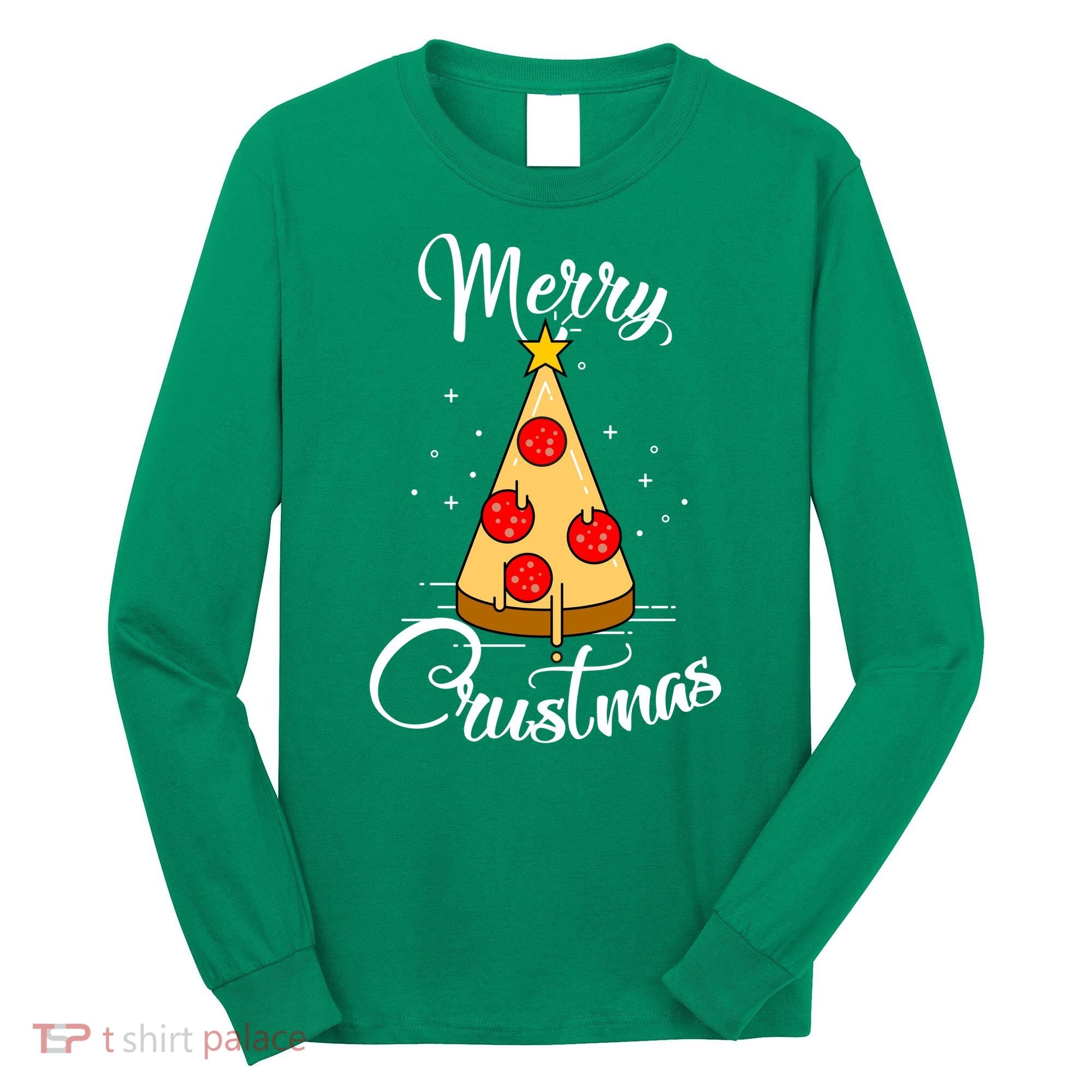 Merry Chrustmas Funny Christmas Pizza Long Sleeve Shirt