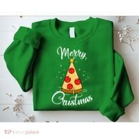 Merry Chrustmas Funny Christmas Pizza Sweatshirt thumb 2
