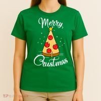 Merry Chrustmas Funny Christmas Pizza T-Shirt thumb 4
