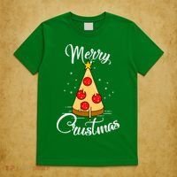 Merry Chrustmas Funny Christmas Pizza T-Shirt thumb 5