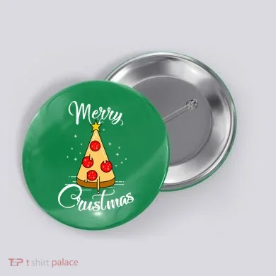 Merry Chrustmas Funny Christmas Pizza Button