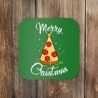Merry Chrustmas Funny Christmas Pizza Coaster thumb 0