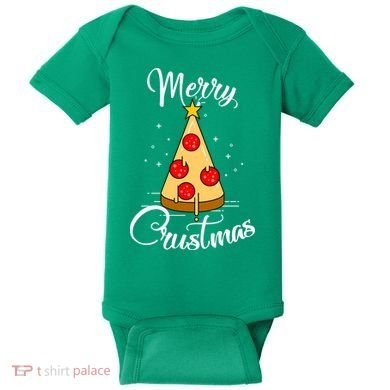 Merry Chrustmas Funny Christmas Pizza Baby Bodysuit