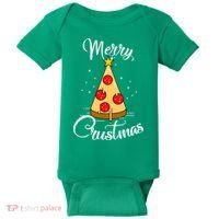 Merry Chrustmas Funny Christmas Pizza Baby Bodysuit thumb 0