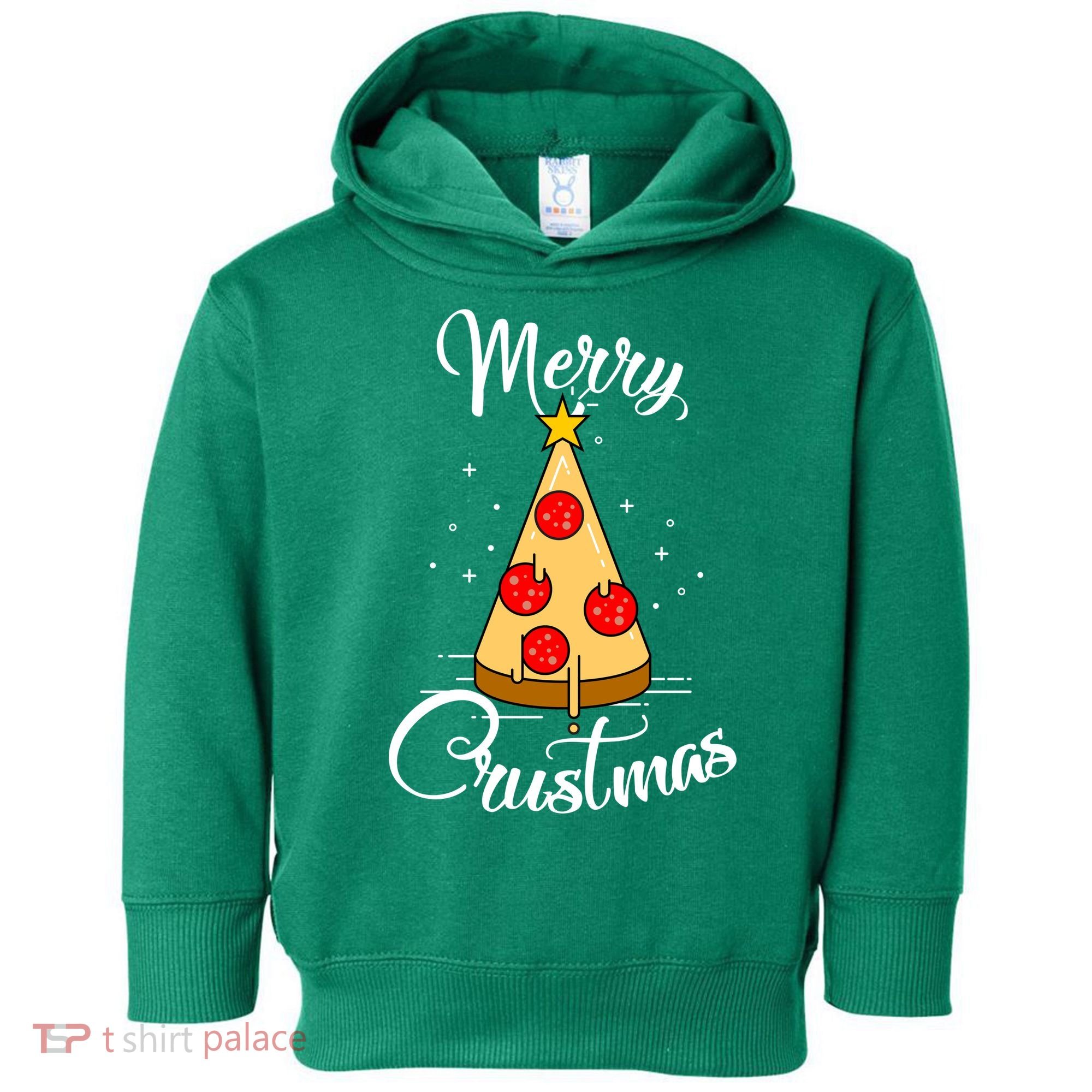 Merry Chrustmas Funny Christmas Pizza Toddler Hoodie