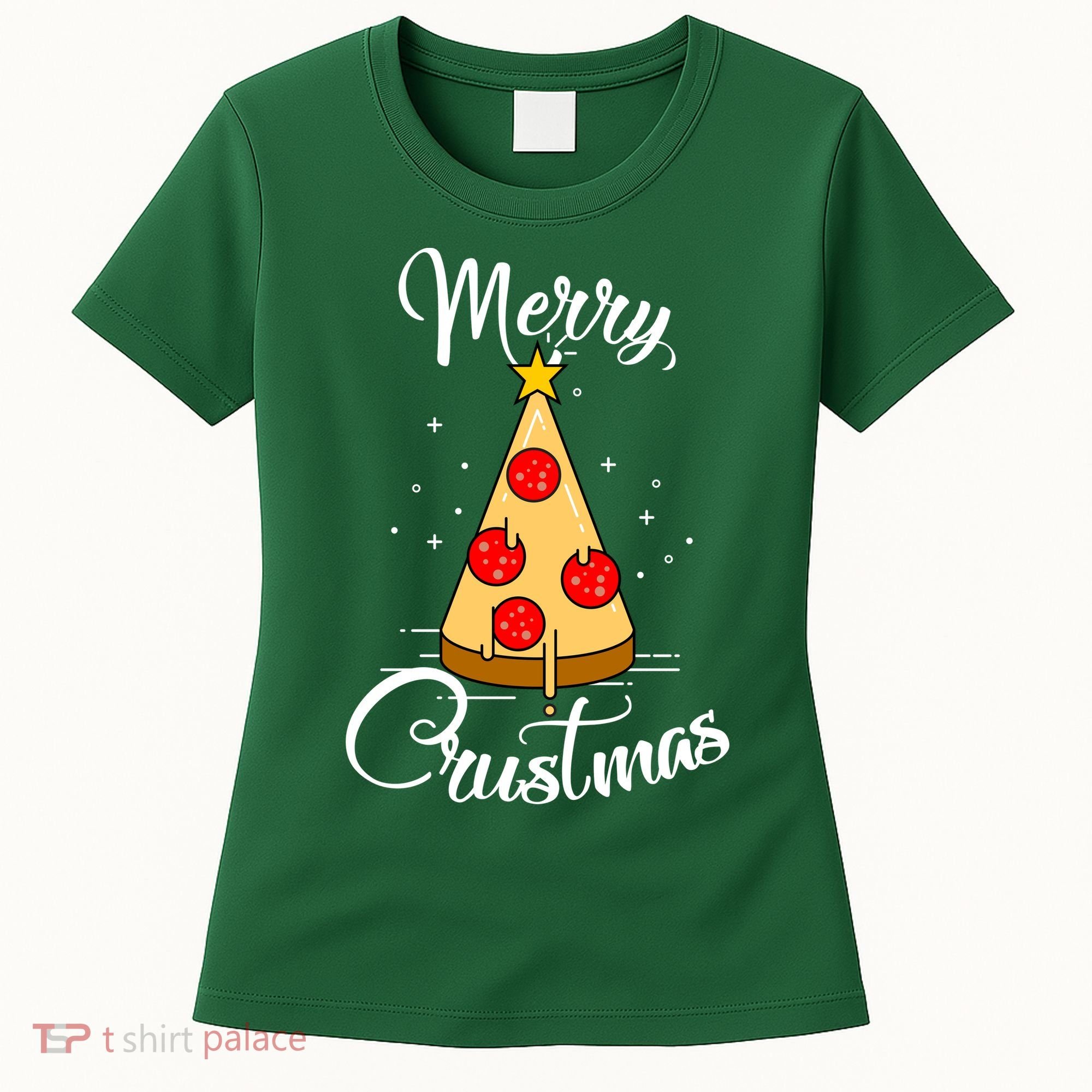 Merry Chrustmas Funny Christmas Pizza Women's T-Shirt