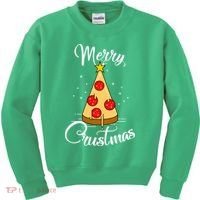 Merry Chrustmas Funny Christmas Pizza Kids Sweatshirt thumb 0