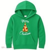 Merry Chrustmas Funny Christmas Pizza Kids Hoodie thumb 0