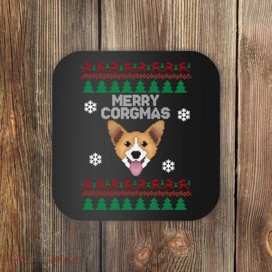 Merry Corgmas Ugly Christmas Coaster