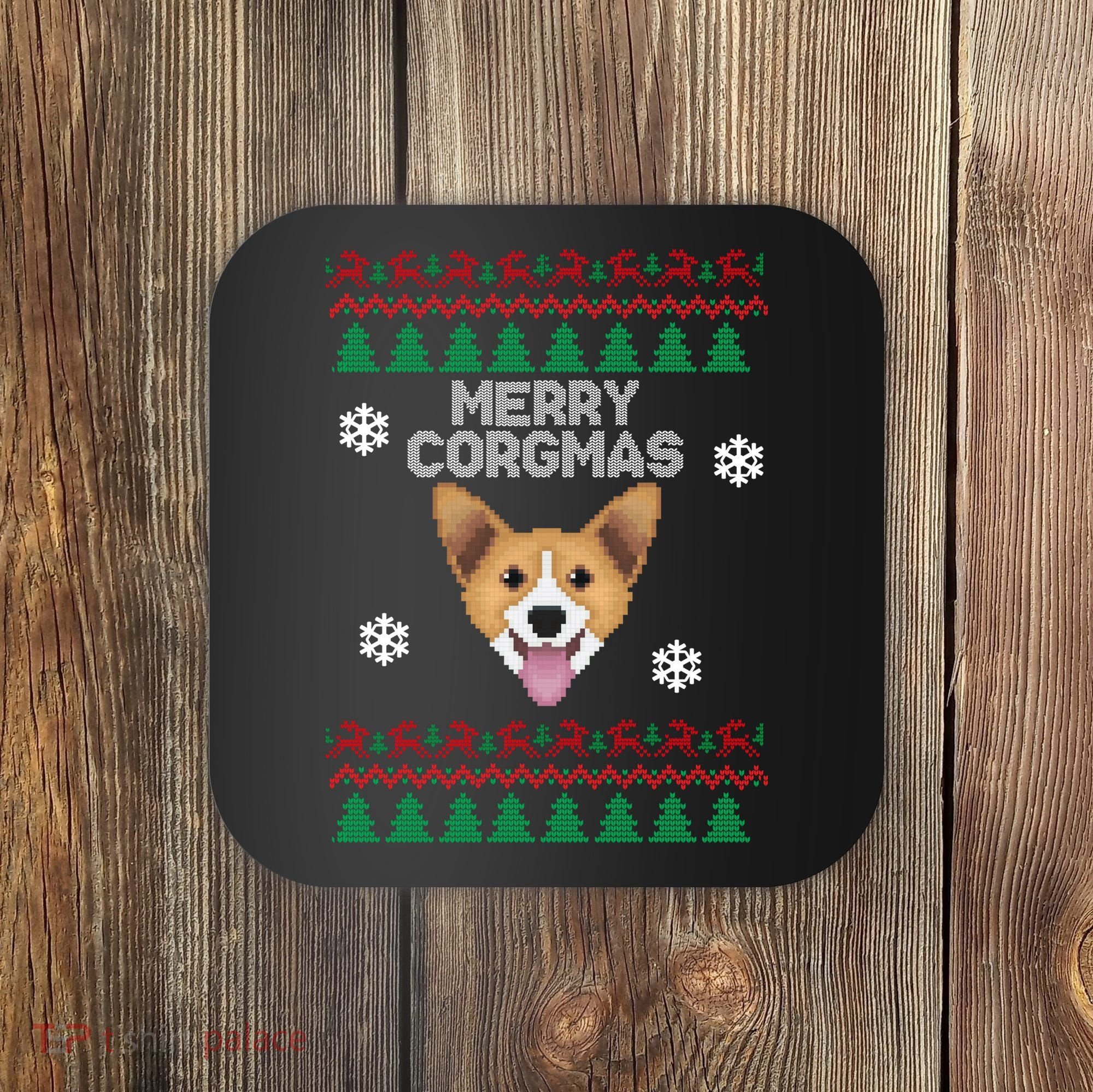 Merry Corgmas Ugly Christmas Coaster