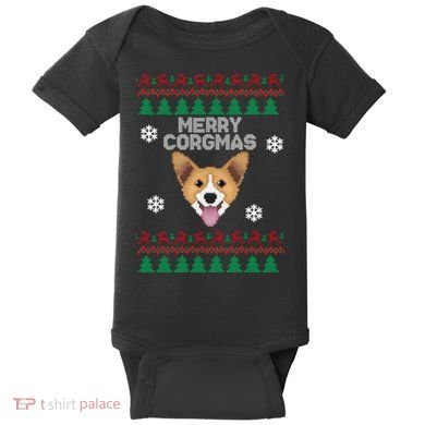 Merry Corgmas Ugly Christmas Baby Bodysuit