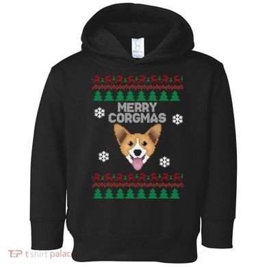 Merry Corgmas Ugly Christmas Toddler Hoodie